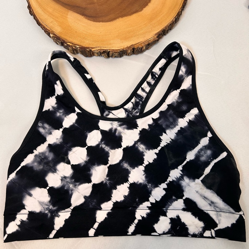 Victoria's Secret PINK tie-dye sports bra black & white razorback Women’s Large